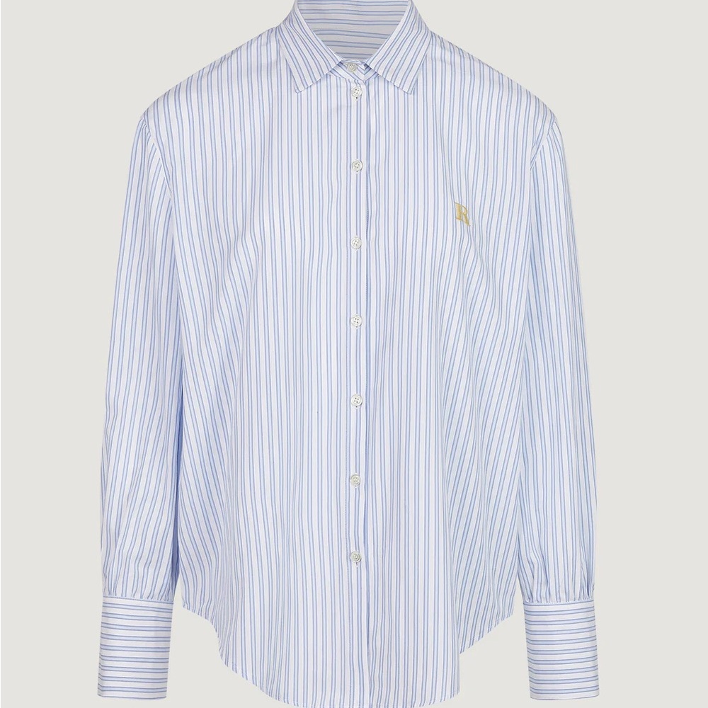 Rouje Esteve shirt Light Blue Striped Button Down Shirt 36 - Picture 7 of 13